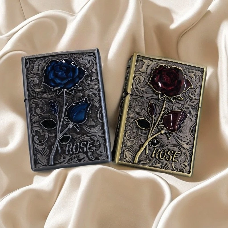 Kerosiene  Metal Lighter Gift Trend Armor Relief Rose Lighters Smoking Smoke Accesoires Gadgets for Men Lighter