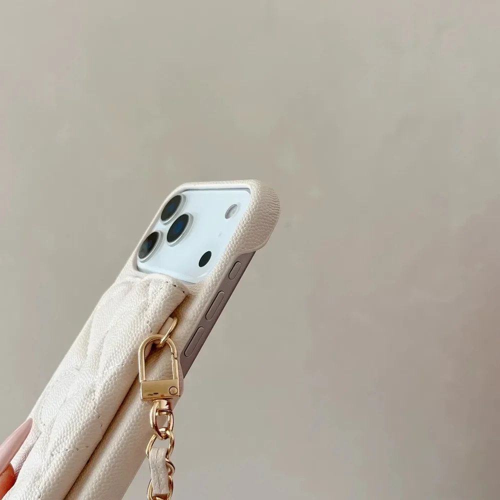 Skórzane etui typu portfel z przegródką na karty i paskiem do noszenia na ramieniu, przeznaczone do modeli iPhone 18, 17 Air, 16E, 16, 15, 14, 13 Pro Max Plus (bez logo). — zdjęcie produktu 4