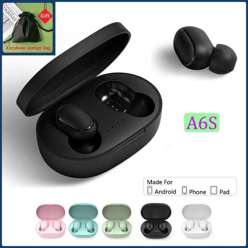 

Wireless Bluetooth Earphones Earset Stereo Headphones Sport Noise Cancelling A6S TWS Headset sport music Earbuds for phone