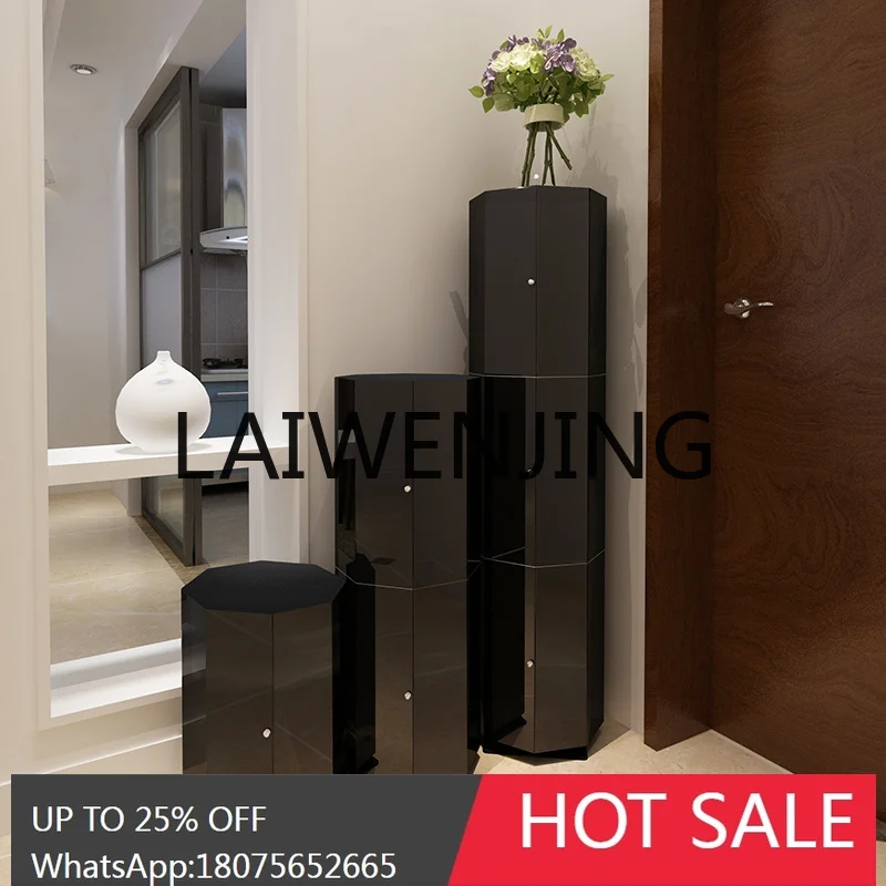 Rotating Shoe Cabinet Cylindrical Stairs Storage Height Vertical Living Room Home Doorway Hallway Shoe Rack with Cabinet Door