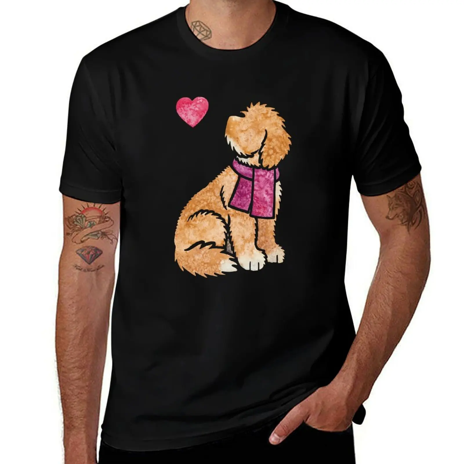 Watercolour Cockapoo dog T-Shirt Festival Casual Short Sleeve T-Shirt