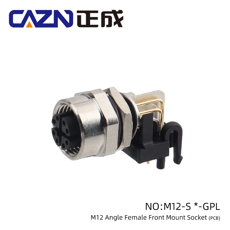 M12 Connector 8 Pins X Y Code Right Angle Socket Female Panel Receptacle Metal Connector