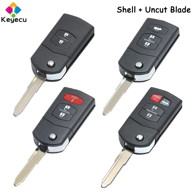 

KEYECU Flip Folding Remote Key Shell Case Cover With 2 3 4 Buttons Fob for Mazda 3 5 6 M6 RX8 MX5 CX5 CX7 CX9 2005 2006 - 2015