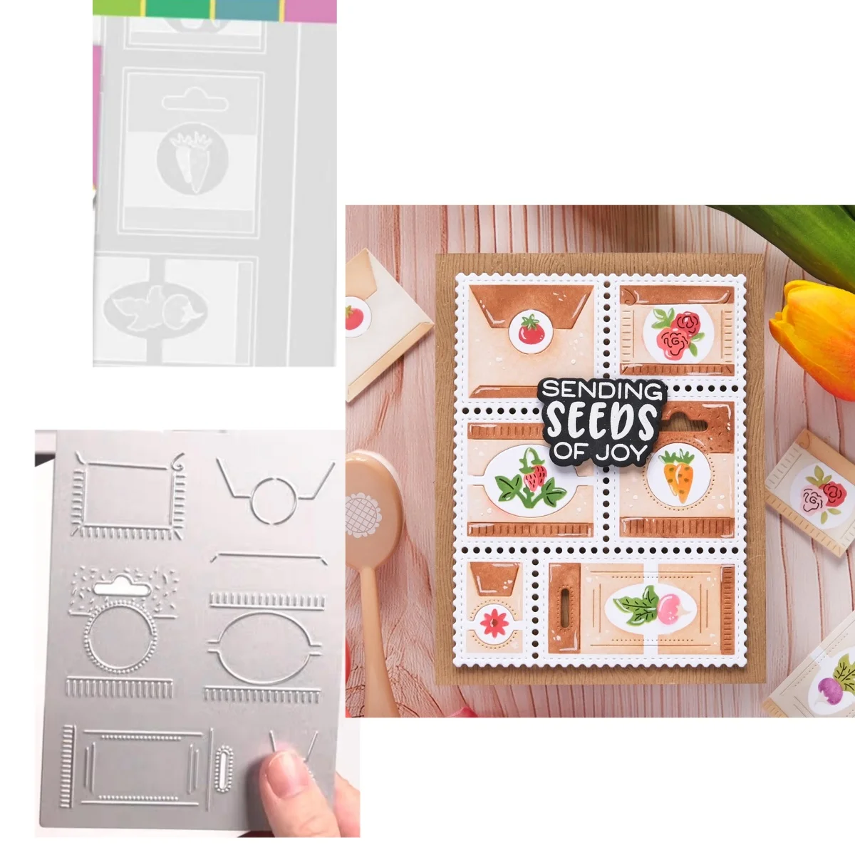 Postage Collage Gardening Clear Stamps Metal Cutting Dies Stencil For DIY Scrapbook Craft Decoration Card 2026 Autumn Summer New