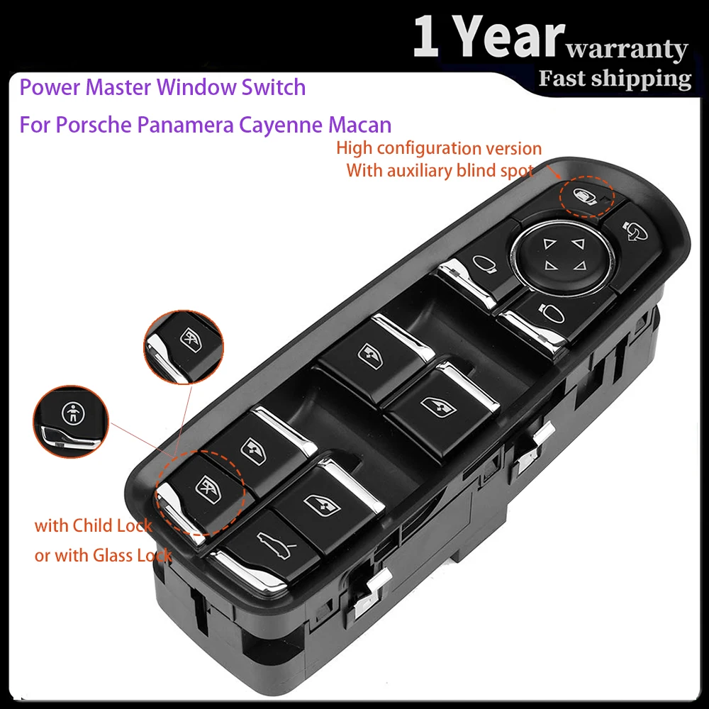 Master Window Control Switch High Configuration Electric Button with Lane Assist Fit for Porsche Panamera Cayenne Macan Replace