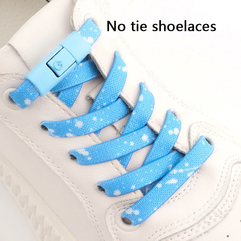 Splashing Ink Elastic Flat Shoelaces Without Tying Colorful Press Locks Casual Shoestring Accessories Sneakers Kids Adult 1 Pair