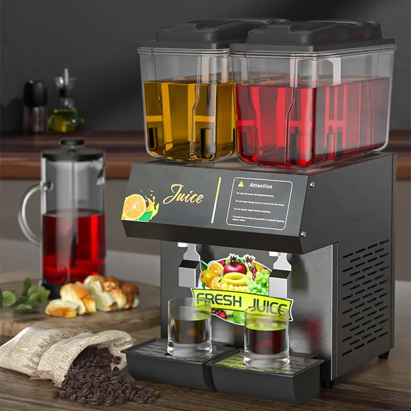 &36L Hot and Cold Beverage Refrigerator, Commercial Juicer, Soy Milk and Coffee Self-Service Beverage Machine, Dual-Tank Design