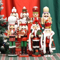 35cm Christmas Gingerbread Man Ornament Nutcracker Soldier Puppet Wooden Handicraft Doll Toy Navidad New Year Gift  Ht201