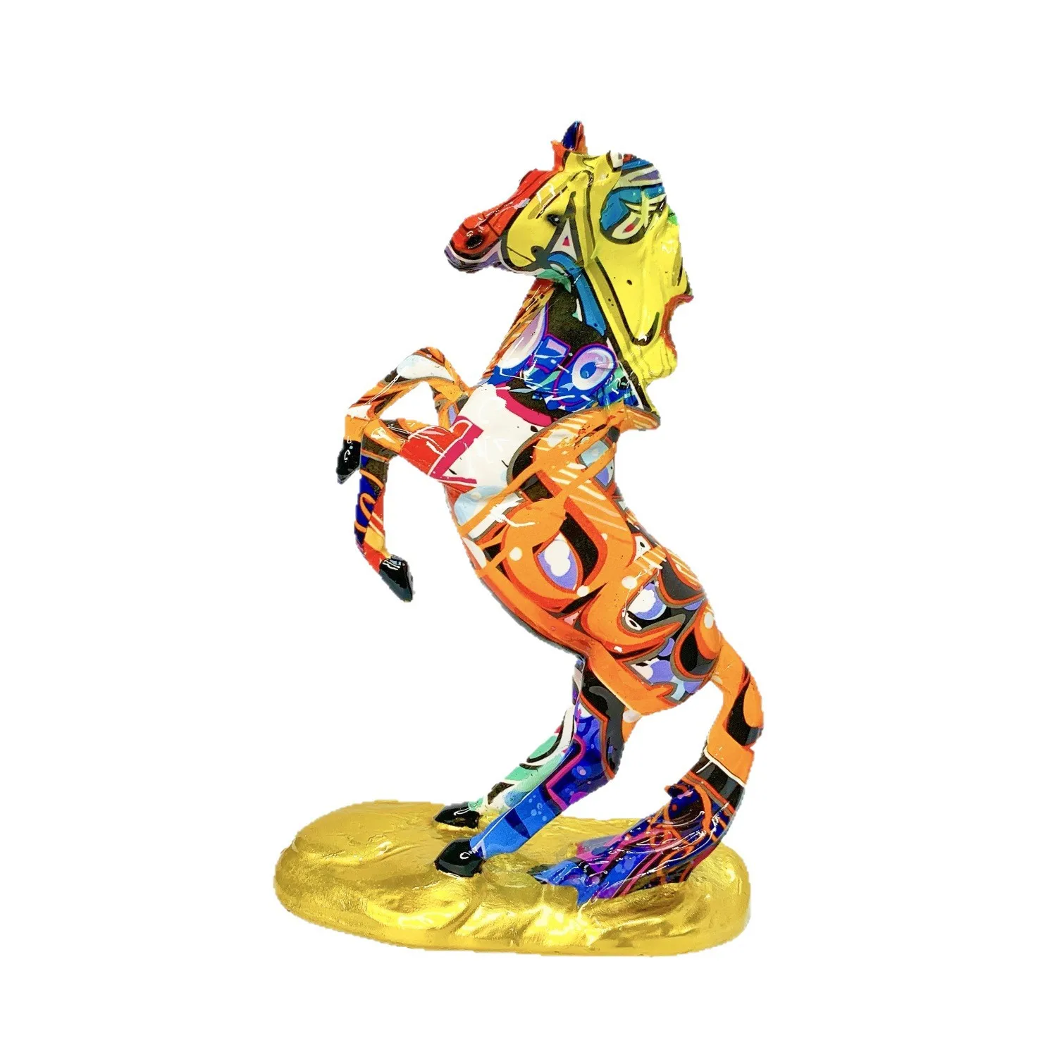 *qa New Year Golden Base Galloping Horse Ornament Festive Home Office Decor Wealth Attracting Opening Gift#