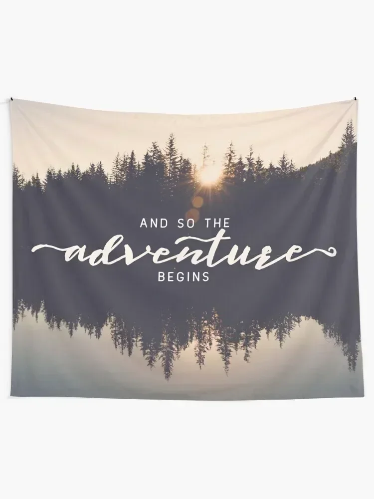 And So The Adventure Begins - Woods Trees Forest Wall Decor Tapestry Home Decor Aesthetic Korean Room Decor Tapestry