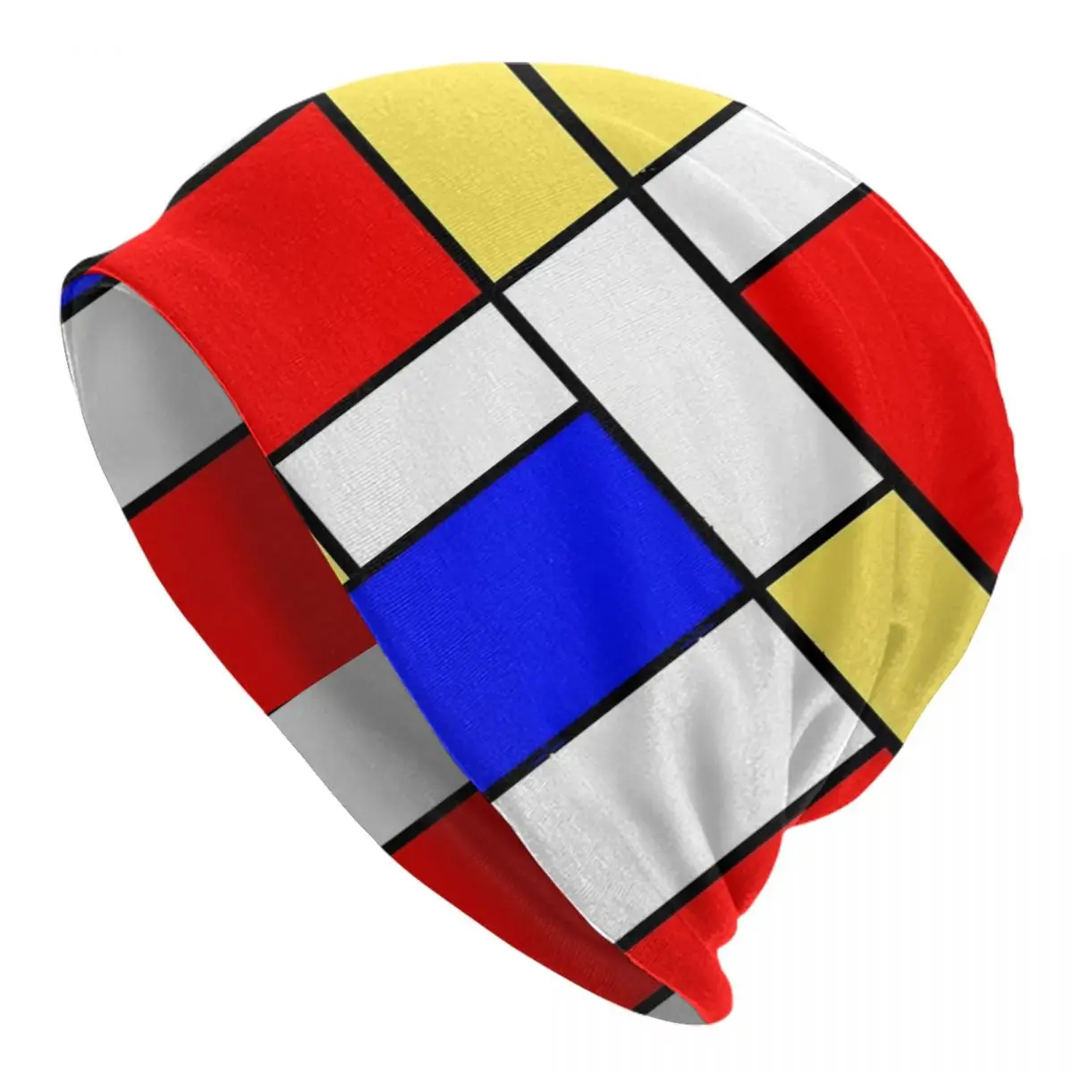 De Stijl Bonnet Hats Mod 60s Mondrian Style Knit Hat Female Male Hip Hop Warm Soft Beanie Hats Autumn Winter Kpop Custom Caps