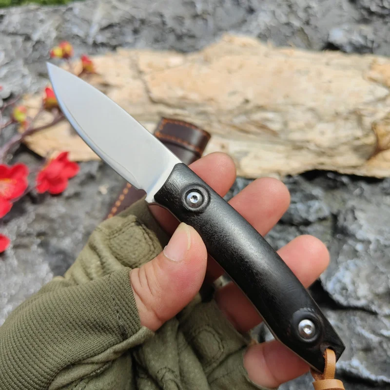 Outdoor knife M390 powder steel fruit knife meat camping self-defense portable high hardness knife straight knife