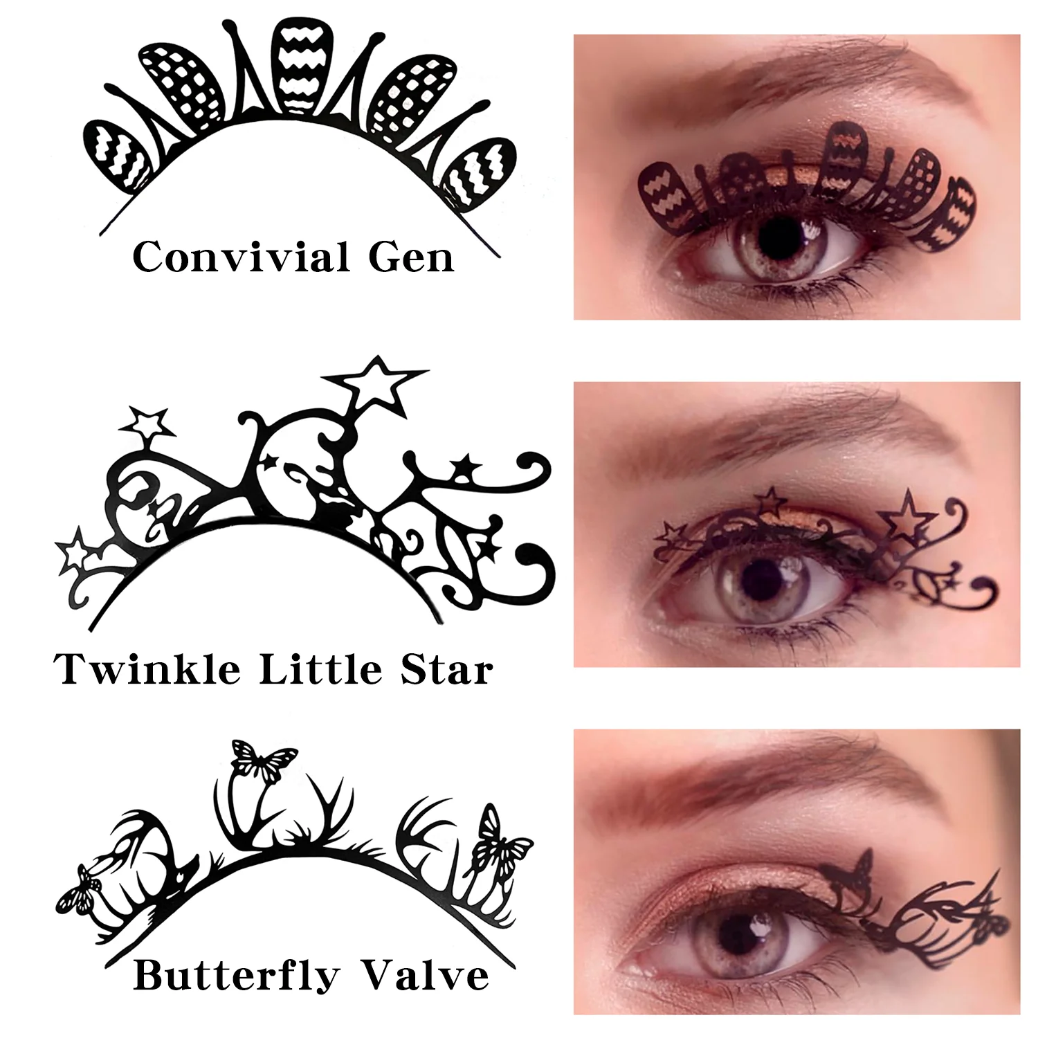 Nuova forma di ragnatela Ciglia finte fiore Striscia naturale Teschio segmentale Farfalla Ciglia finte Halloween Cosplay Trucco fai da te