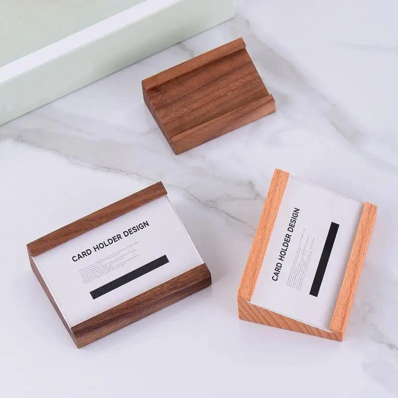 1Pcs Wood Price Label Tags Small Acrylic Sign Holder Table Number Name Card Menu Jewelry Display Stand