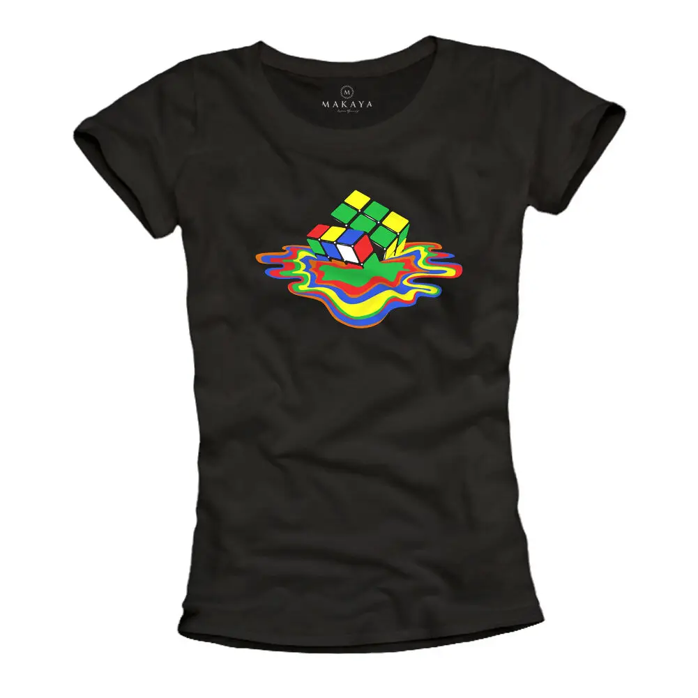 

WOMENS NERD TSHIRT WITH MELTING CUBE THEORY - TOP GEEK GIRL TEE