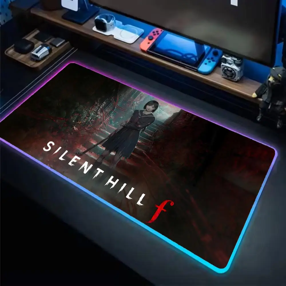 

SILENT HILL F Mouse Pad Anime Gaming Mouse Pad LED Table Pads Backlit Rubber Desktop XXL RGB Desk Mats