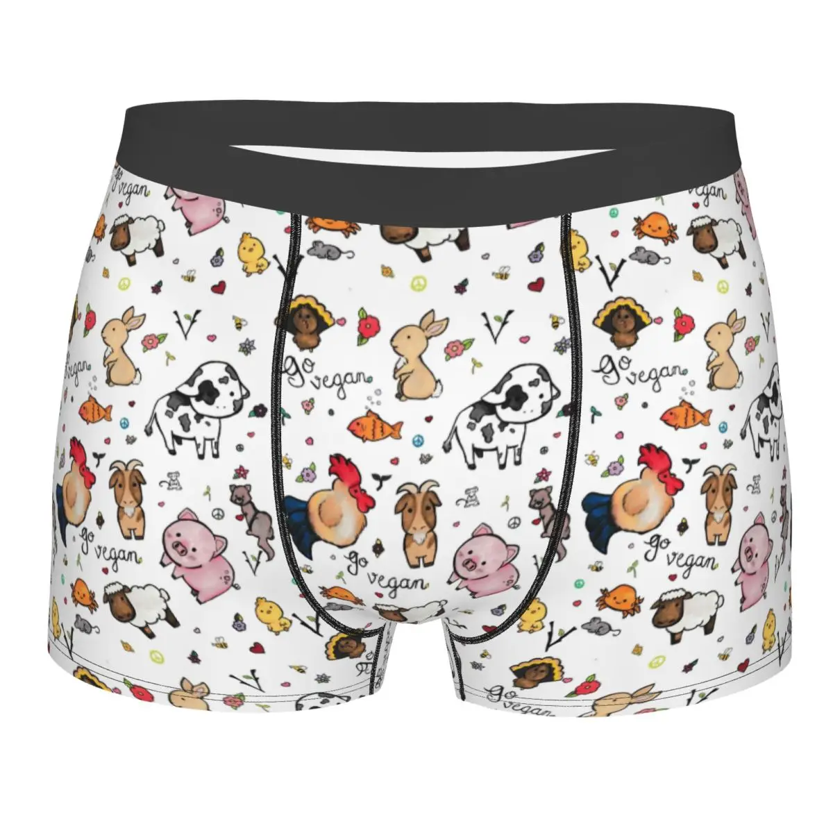 

Мужские сексуальные веганские трусы-боксеры с принтом (свинья/кролик), мягкие шорты-трусы для мужчин