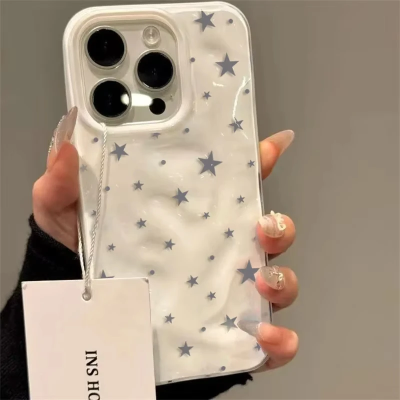Coque de téléphone minimaliste antichoc en TPU souple couleur bonbon étoile pour iPhone 17 16 15 14 13 12 11 Pro Max Plus
