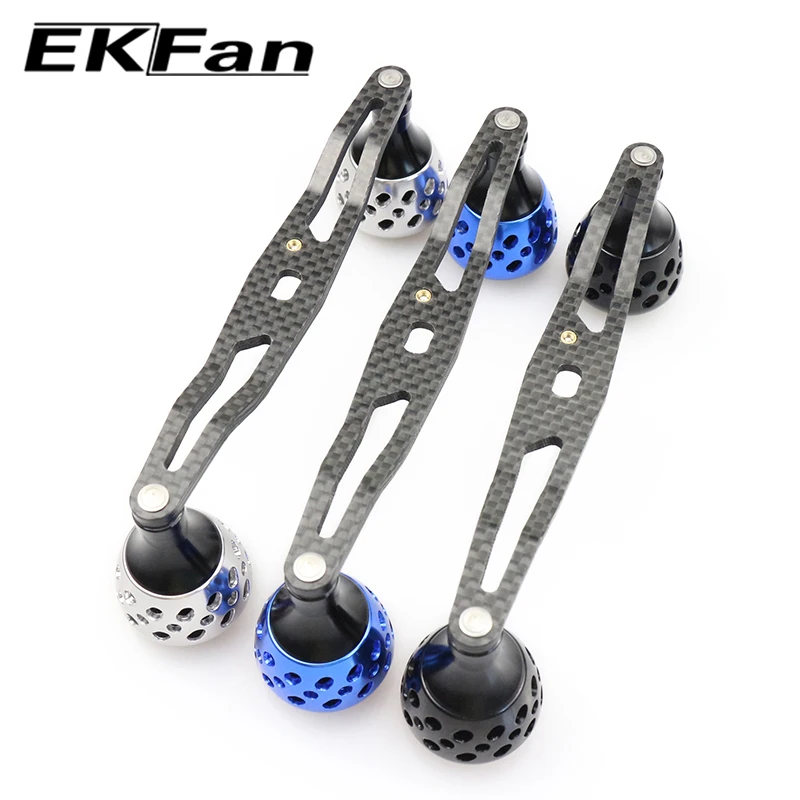 EKfan 130MM Kohlefaser-Baitcasting-Angelrollen-Griff für A/S/D 7*4/8*5mm Loch Doppel-Legierungs-Knopf Köderrollen-Griff – Detail 5