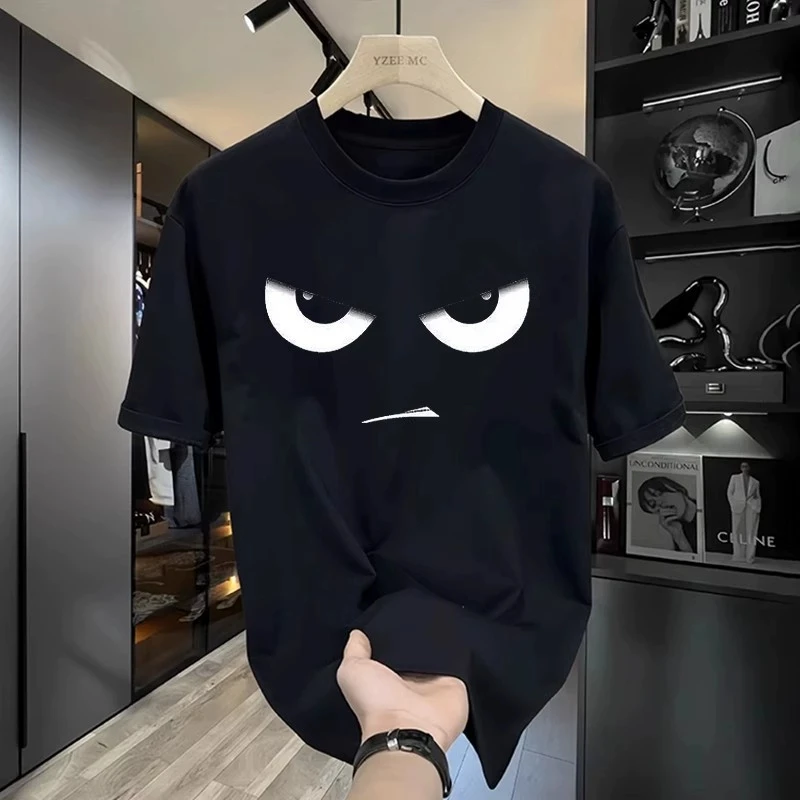 Camisetas de Algodón para Hombre, Ajustadas, Talla 5XL, Camiseta Negra para Hombre, Ropa Casual de Verano, Camisetas con Estampado Divertido de Anime, Ropa Blanca para Hombre