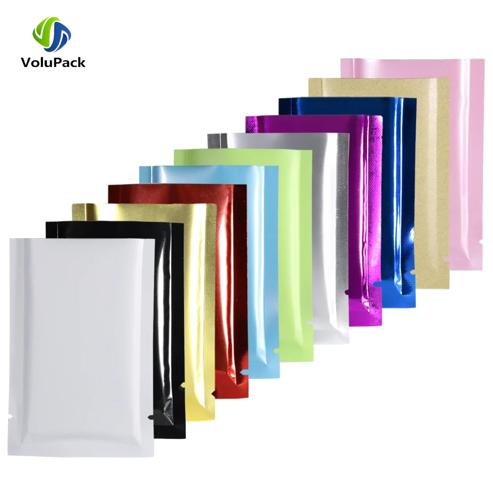 Flat Pocket Plastic Packaging Bag, Envelope Bags, Different Sizes, Heat Sealing, Foil, Different Sizes, 100Pcs Lot