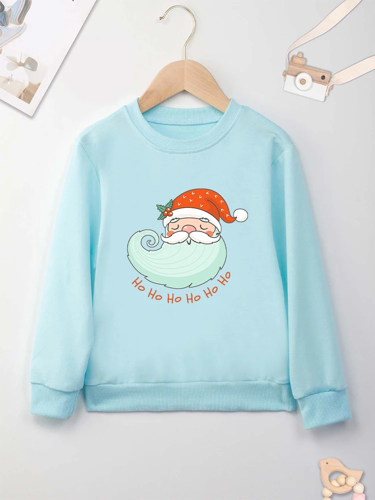 Cute Santa Claus Cartoon Boy Girl Christmas Clothes Red Long Sleeve O-neck Sweatshirt Festival Fashion Home Xmas Kids Hoodie