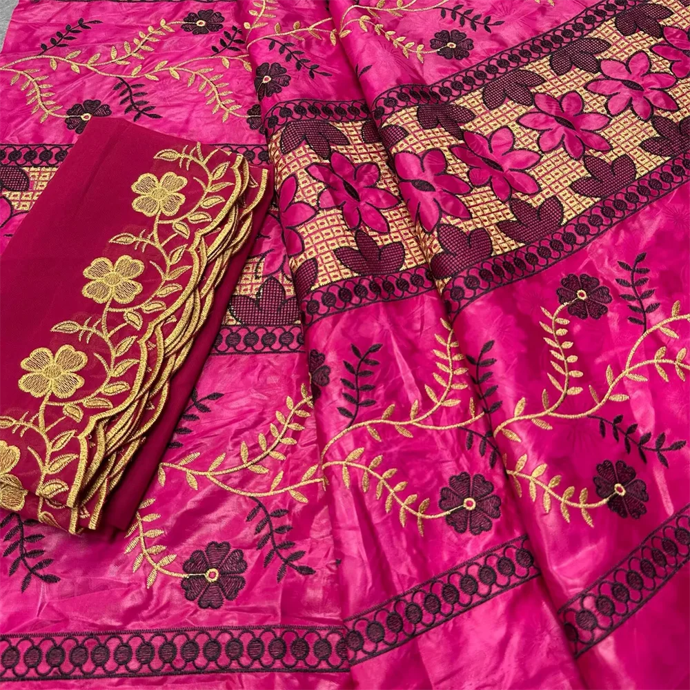 

Red Fragrance Bazin Riche Tissues African DIY Fabric High Quality Embroidery African Brocade Nigerian Headtie 5+2 Yards/Lot Sew