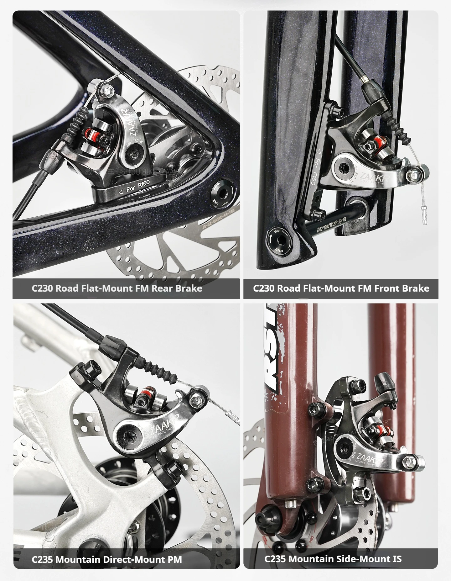 ZAAKR Mechanischer Bremssattel Modell C230-C235 Vergrößerter Kolben, leichtes Design für Fahrräder mit Flat-Mount- und Post-Mount-Befestigung – Detail 6