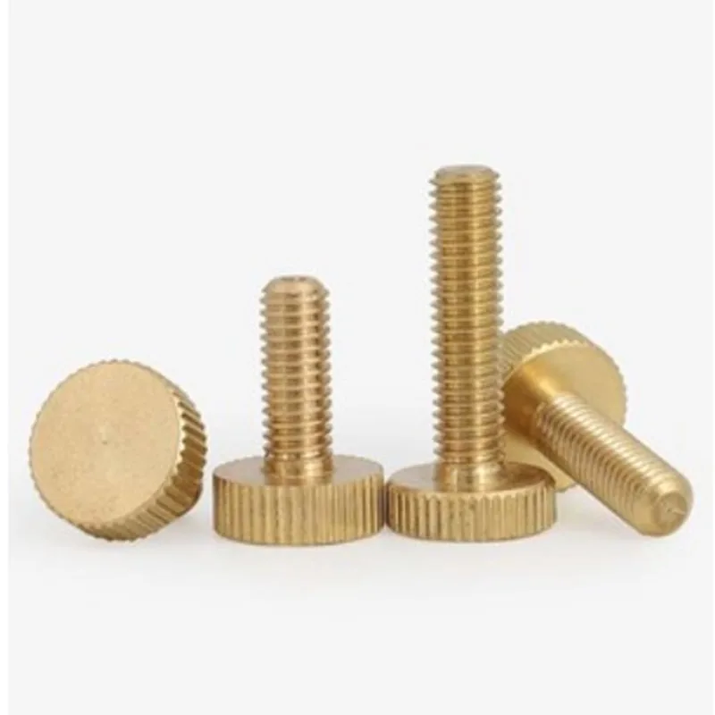 

2-5PCS/LOT M3 M4 M5 M6*4/5/6/8/10/12/16/20/25 knurled Brass flat head Hand tighten Thumb Screws