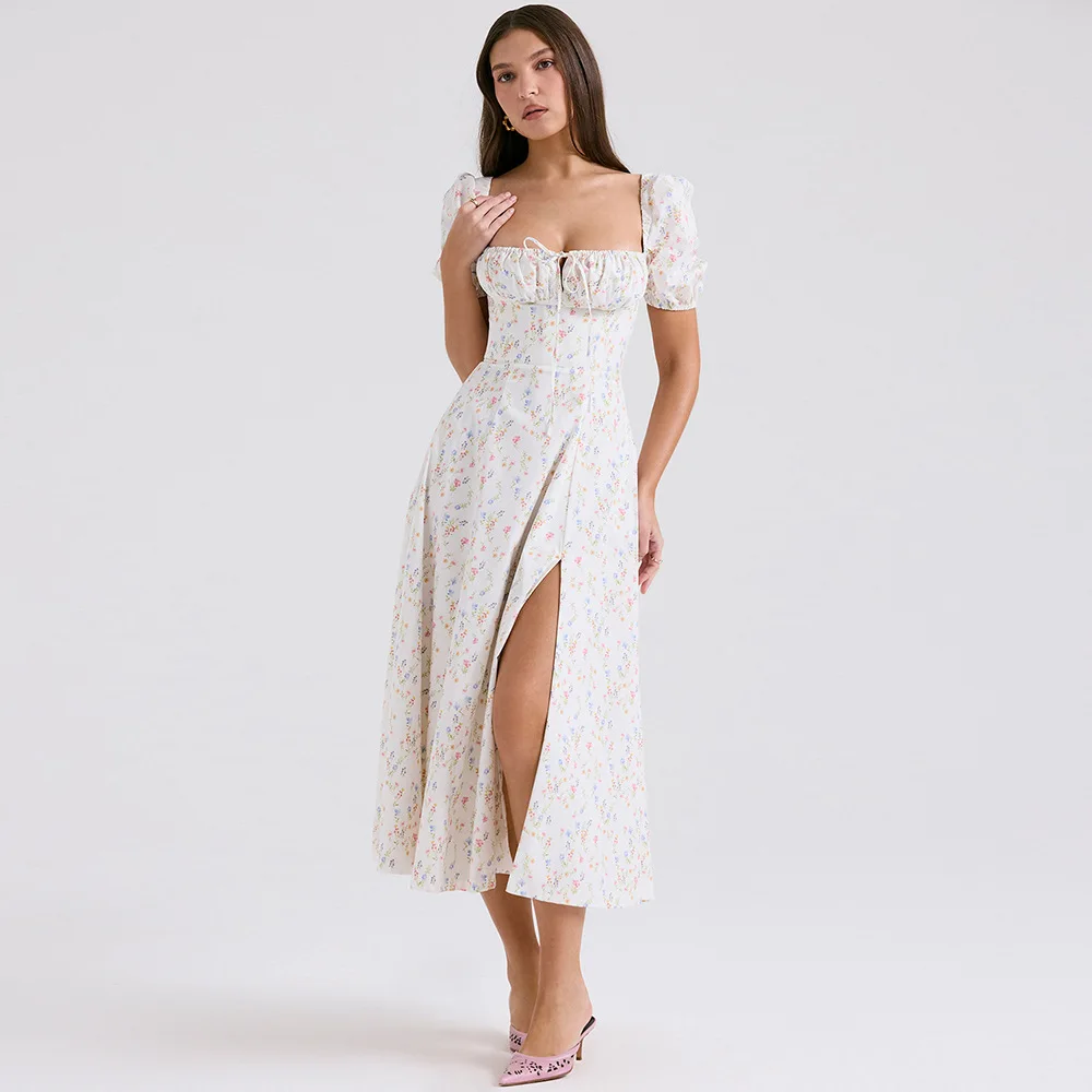 Robe longue plissée en mousseline de soie pour femmes, vêtement de plage, sexy, col en V, dos nu, écharpe, printemps été