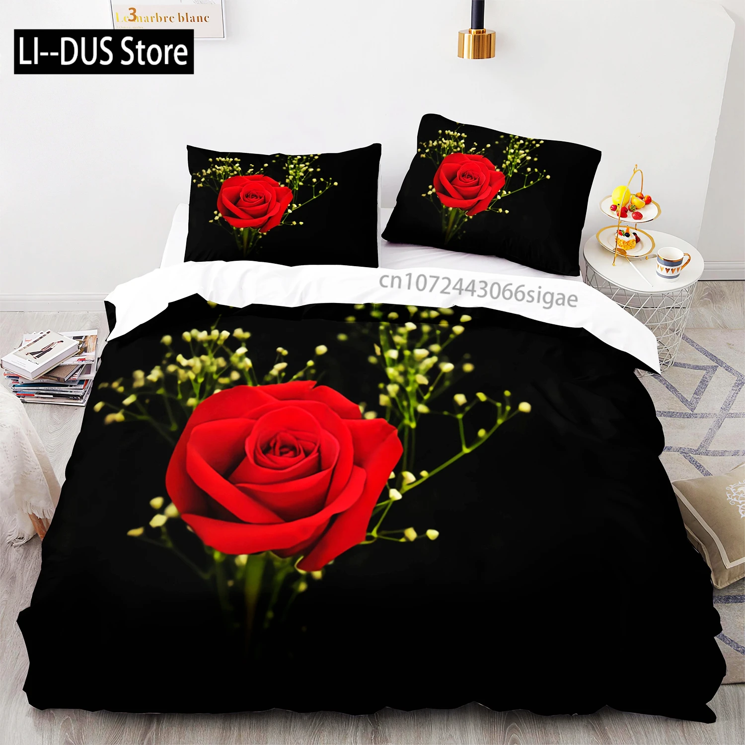 روز زهرة طقم سرير واحد التوأم كامل الملكة الملك الحجم الحب مدى الحياة طقم سرير غرفة نوم الكبار غطاء لحاف مجموعات ثلاثية الأبعاد طباعة 011