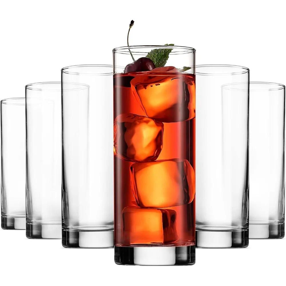 

Итальянские келихи Highball [Набор из 6 шт.] Прозрачные высокие келихи для бара на тяжелом основании — стаканы для питья для воды, сока, пива, вина, виски