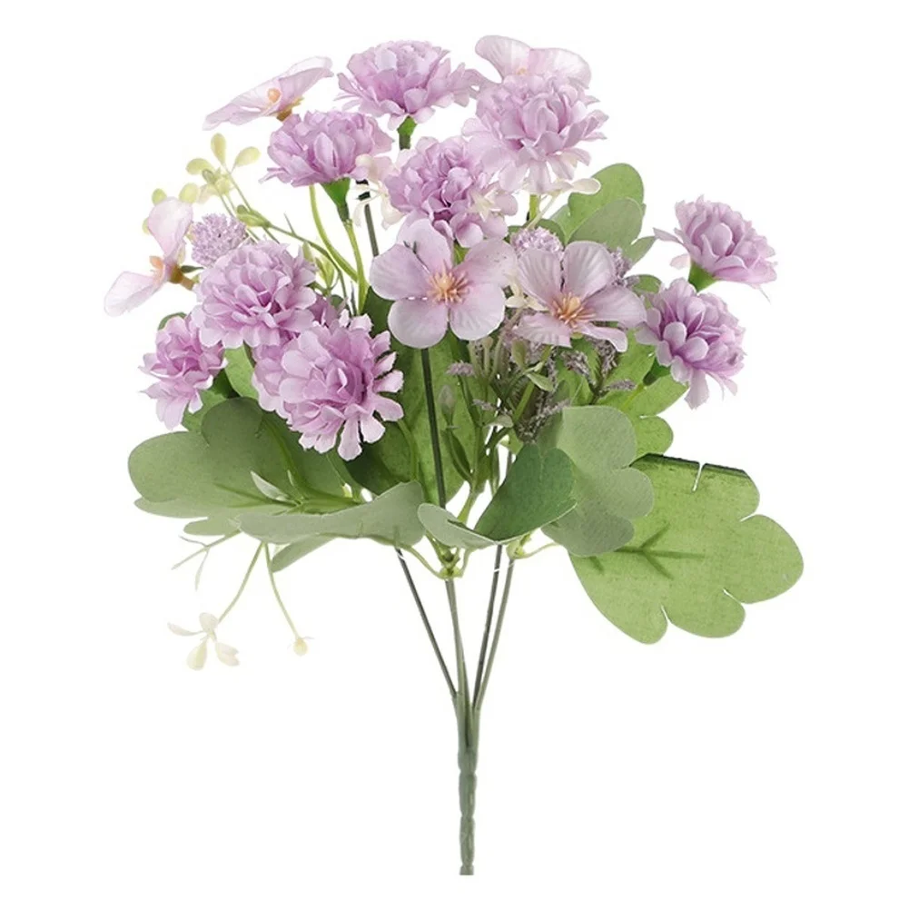 Seidenblumenstrauß, Kugelchrysanthemen, künstliche Blumen, Seidenmaterial: Hergestellt aus hochwertiger Seide für ein realistisches Aussehen. – Detail 13