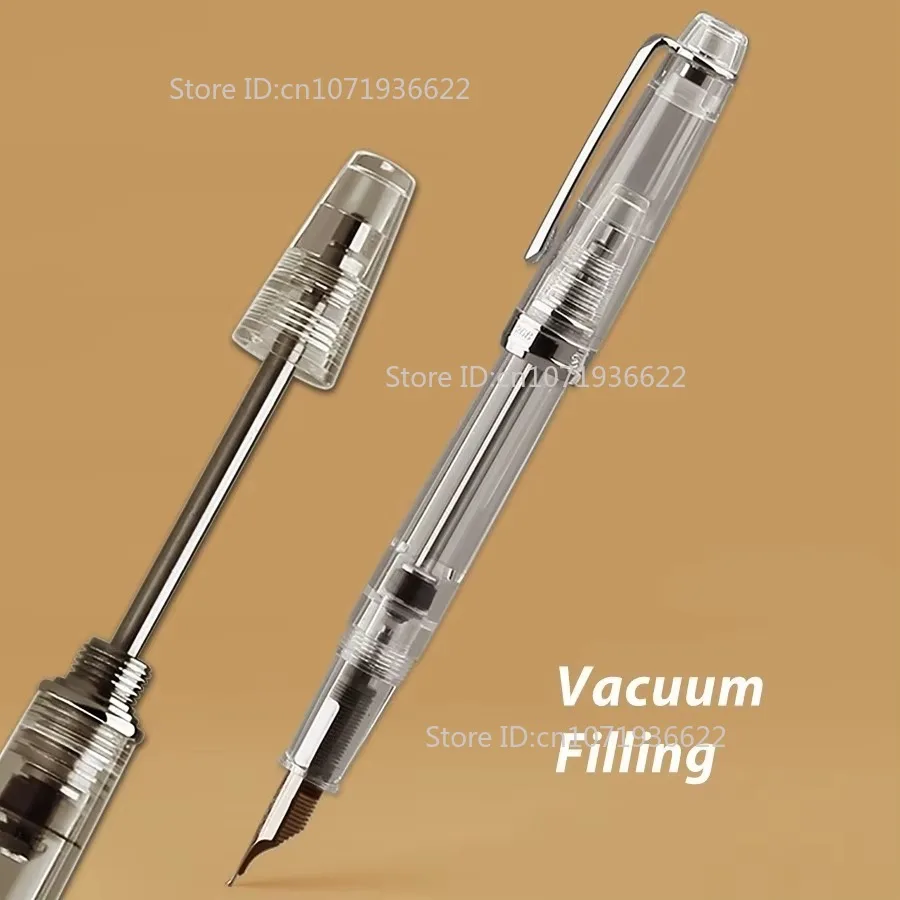 PENBBS 268 Transparent Vacuum Filling Fountain Pen Negative Pressure ink Suction Injection Molding Process Blade/Round Nib