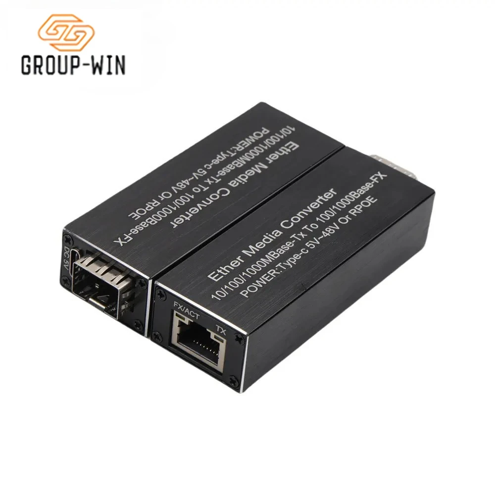 Type-C Mini RPOE 1.25G Media Converter Slot SFP Transceiver Module 5V DC input 1 1.25g SFP Slot 1 RJ45 Ethernet SFP Fiber Switch