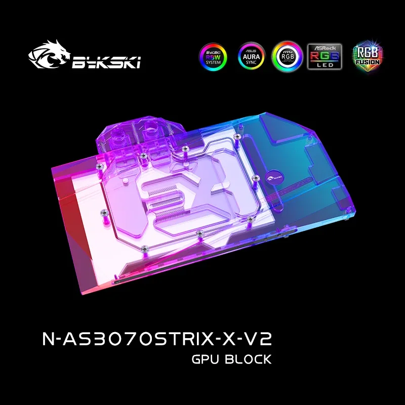 Bloco de água Bykski GPU para placa gráfica Asus RTX3060Ti 3070 STRIX, 5V ARGB SYNC N-AS3070STRIX-X-V2