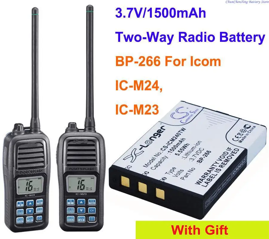 Cameron Sino 1500mAh Two-Way Radio Battery BP-266 for Icom IC-M23, IC-M24