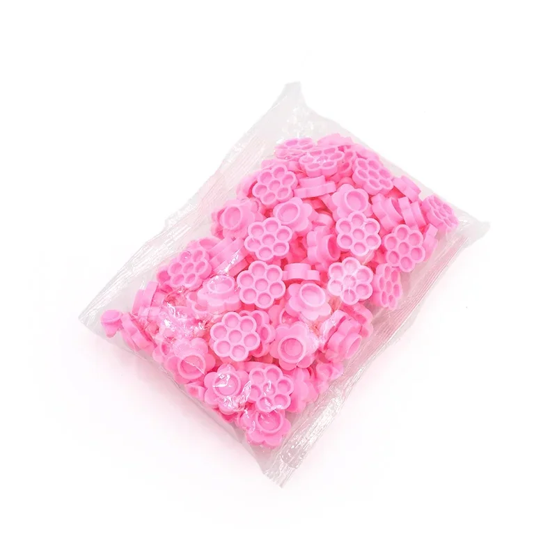 100 Pcs Grafting Eyelash Pink Delay Cup Eye Lashes Glue Holder Blossom Delay Cups Eyelash Extension Adhesive Stand Makeup Tools