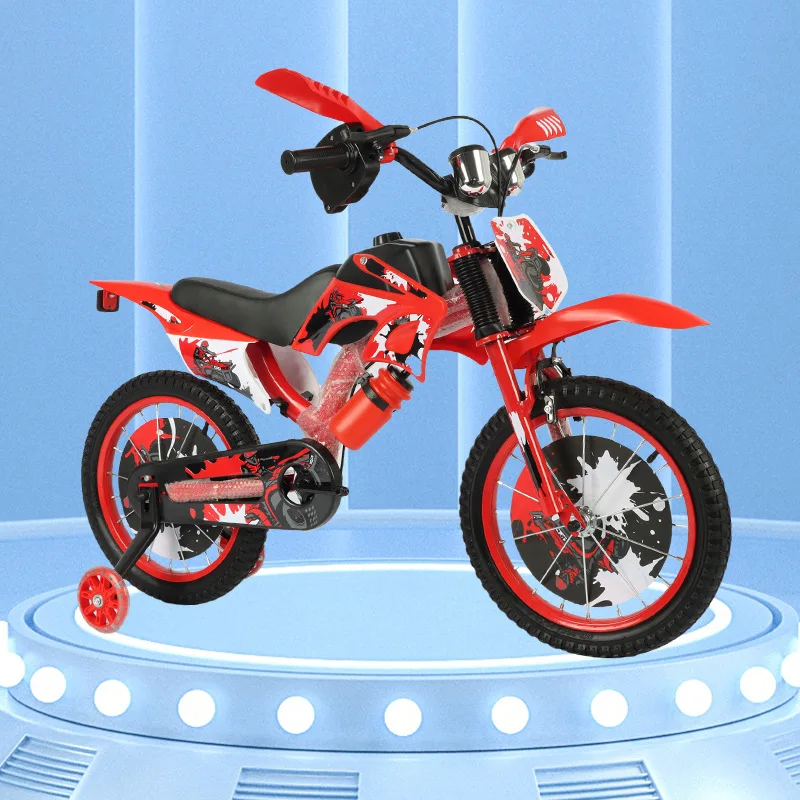 Children Simulation Off-Road Motorcycle Ride On Toy With Training Wheels Pedal Bike For Kids 3-6 Years Old
