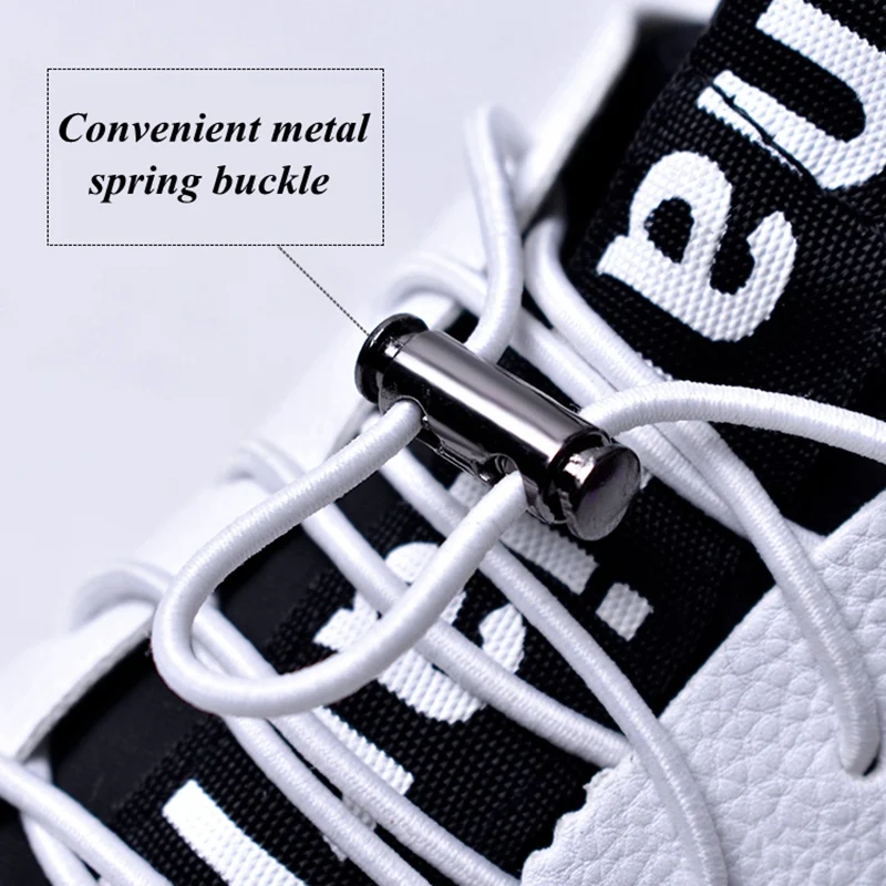 1 Pair Round Sports Shoelaces Without Ties Elastic Laces Sneakers Quick Release Adjustable Buckle for Men Women Running Shoes