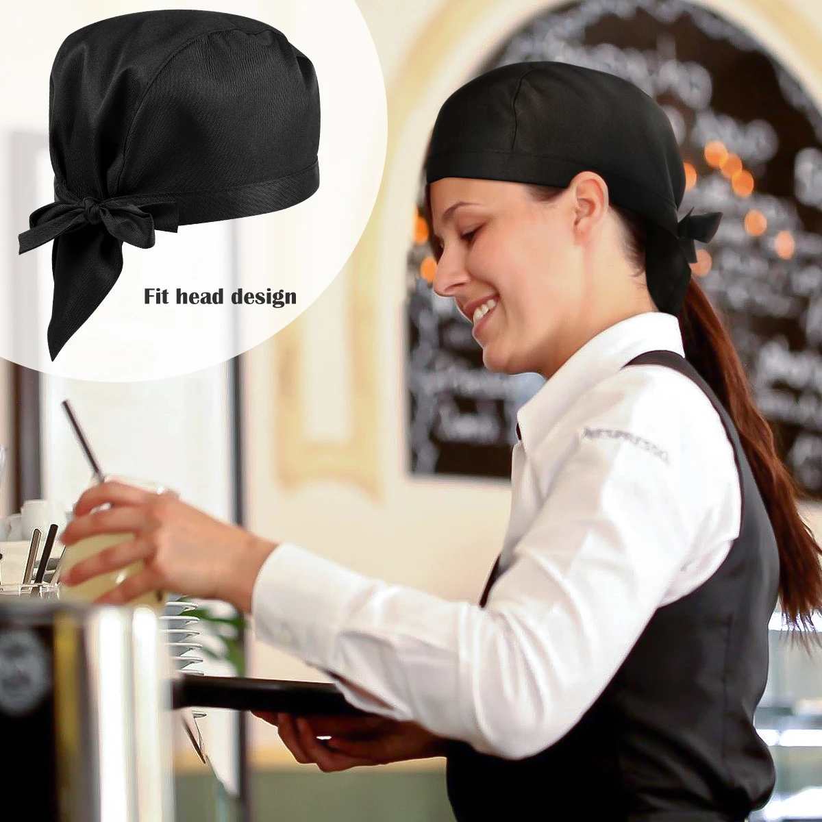 

Chef Hat Cooking Cap Skull Food Service Hats Aldult Adjustable Kitchen Adult Apron Man