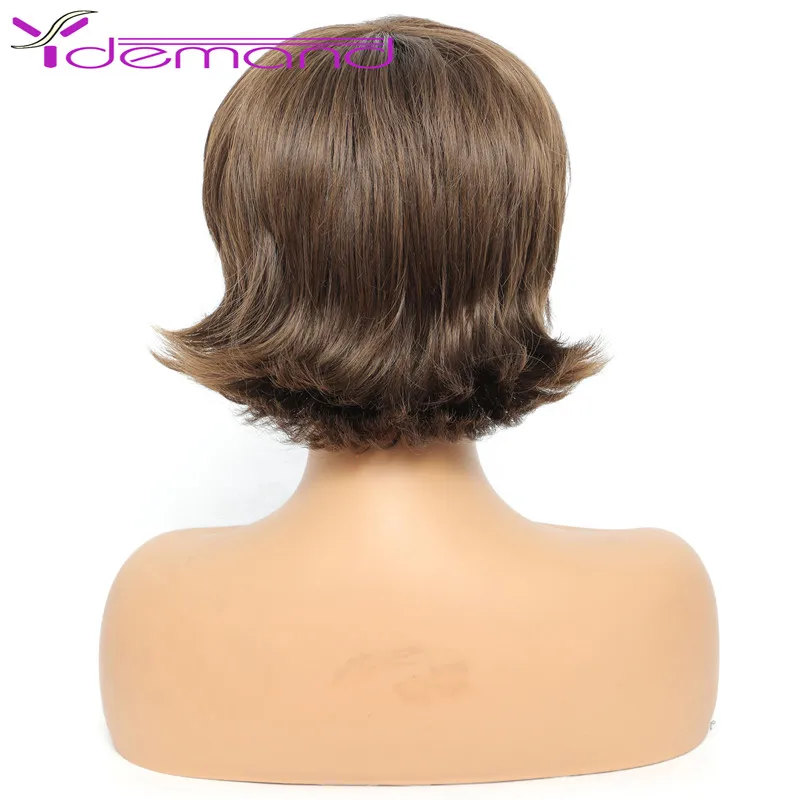 Y Demand Synthetic Brown Wigs Bob Short Straight  Wave Wigs For Women Nature Daily Use Hairs