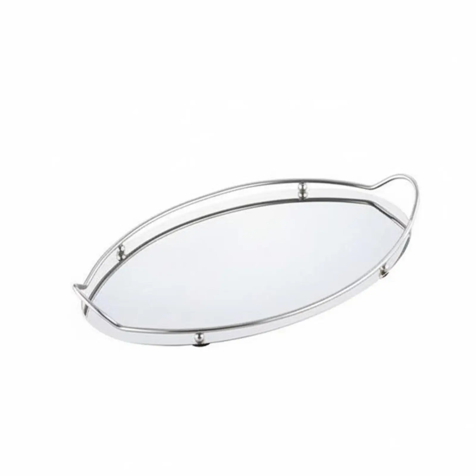 Polished Stainless Steel Tray Double Handle Serving Tray for Decoration and Organizing Small Items