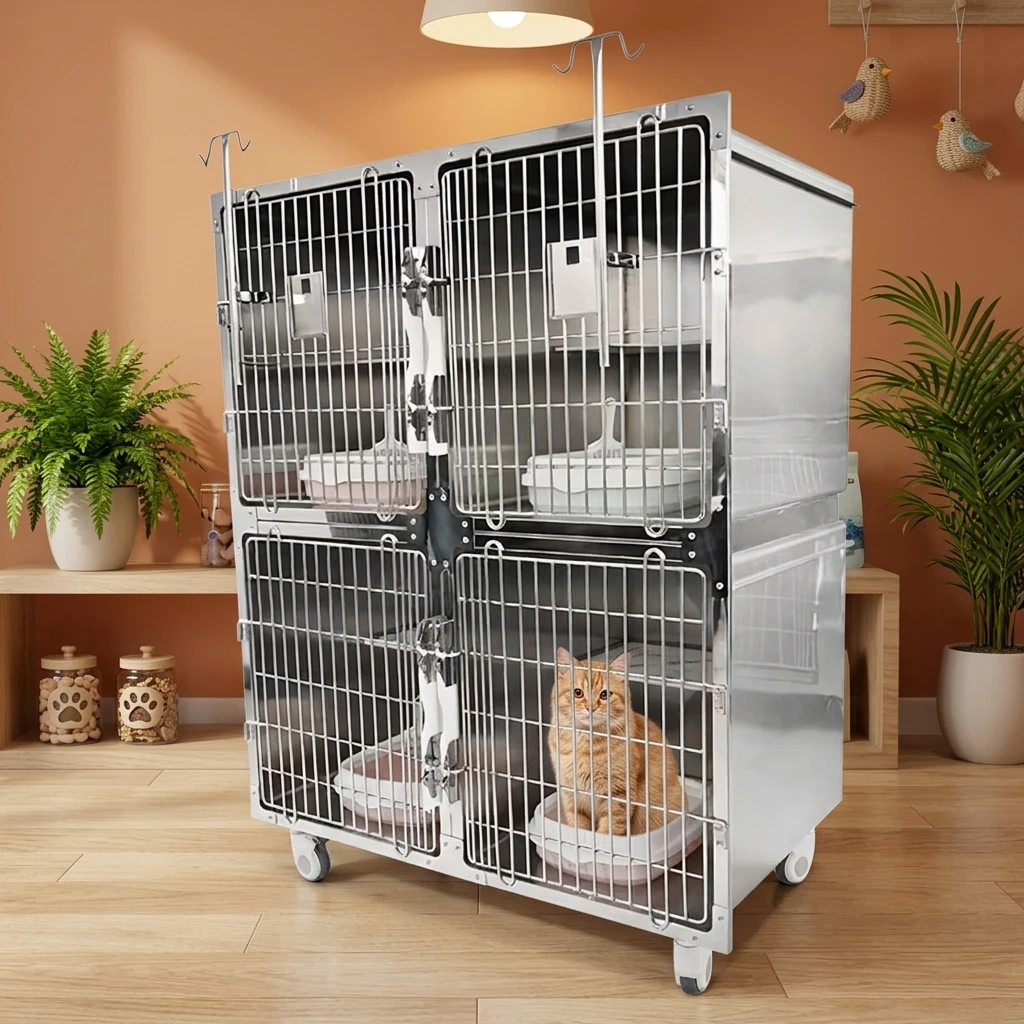 Stainless Steel Simple Classic Solid Pet Dismantling Cage With Thickened Design Anti-collision And Bite Resistant Hospital Cage