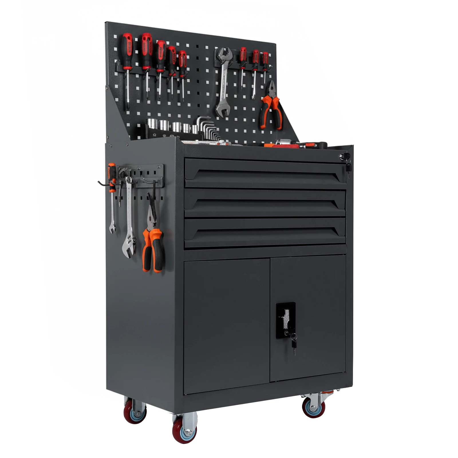 

Tool Box Organizer with Drawers Auto Repair Tool Cart Rolling Tool Cart for Workshop Warehouse Garage