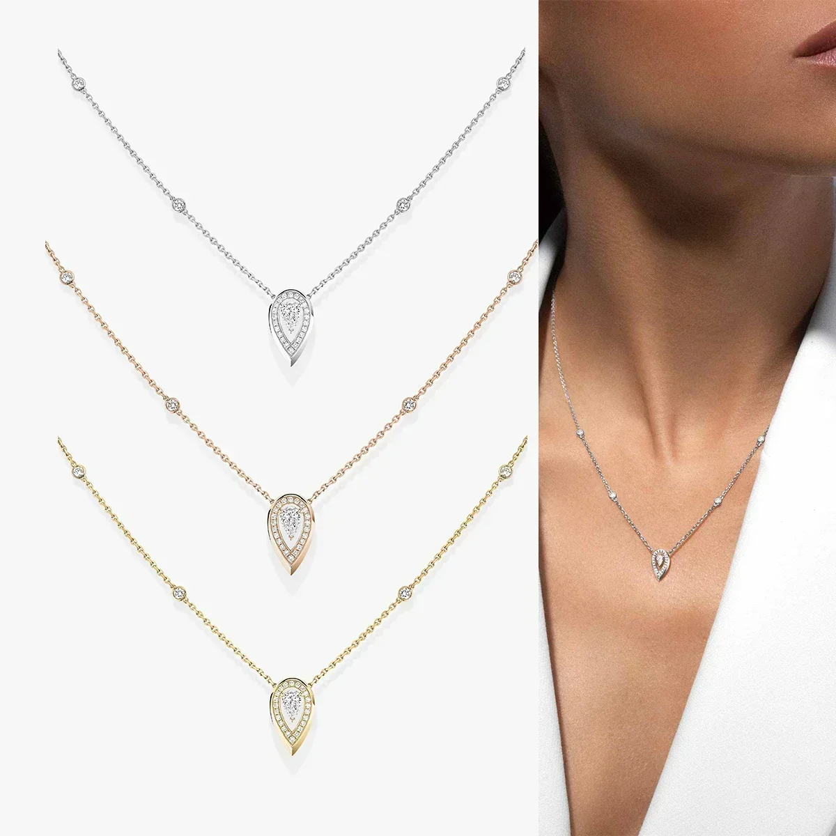 

2025 New Fashion Trend Light Luxury 925 Silver Female Small Heart-Shaped Diamond Pendant Romantic Jewelry Lovers Gift