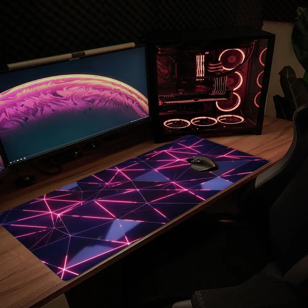 Pink Black Geometric Rhombus Mouse Pad Modern Non-slip Mat Large Gamer Cabinet Keyboard Deskmat Gaming Accessories Mousepad XXL