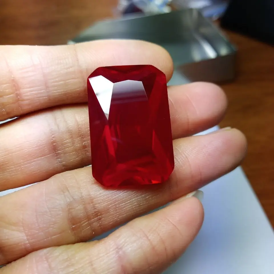 Rectangular pigeon red ruby red corundum ring face pendant main stone male ring 20x30mm