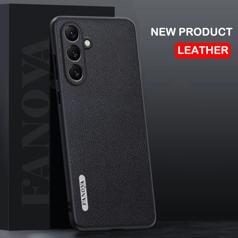 Leather Case for Samsung Galaxy A55 Vegetable Tanning Full Camera Silicone Protection Matte Phone Cover SamsungGalaxyA55 Coque