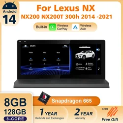 Nunoo android 14 carplay rádio automático para lexus nx nx200 nx200t nx300h 2014-2021 navegação multimídia gps dsp 4g wifi